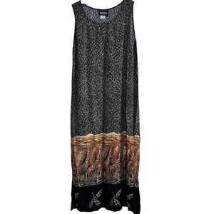 Whirlaway Frocks Maxi Dress Giraffe Print Sleeveless Long Sundress Woman's 10P